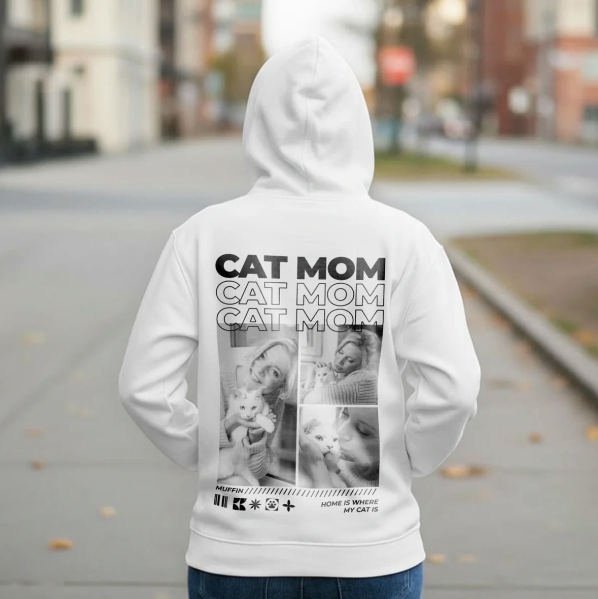 Sudadera con capucha personalizada – Cat Mom – imagen del producto 8 de 8