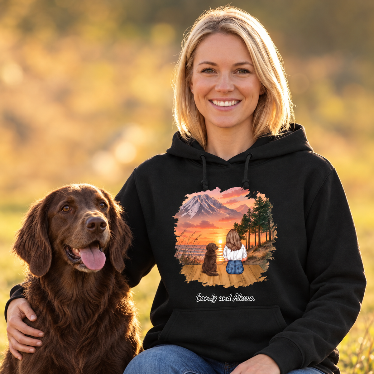 Sudadera con capucha personalizada - De paseo con tu mascota