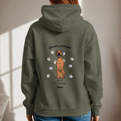 Sudadera con capucha personalizada – Querido y protegido – imagen del producto 5 de 6