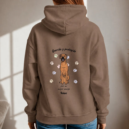 Sudadera con capucha personalizada – Querido y protegido – imagen del producto 4 de 6