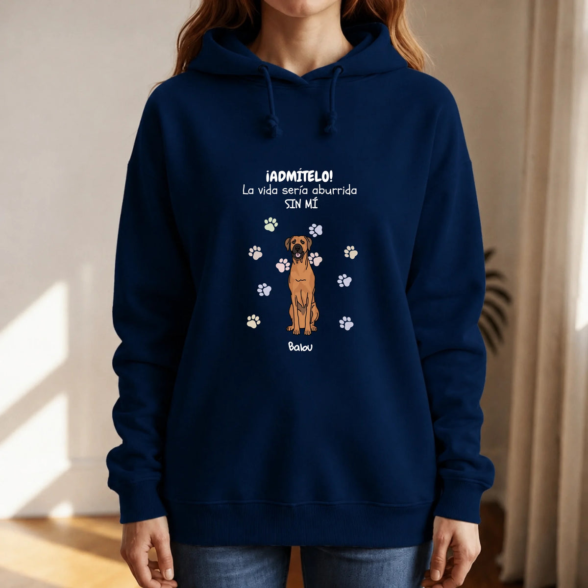 Sudadera con capucha personalizada – Aburrido sin mí – imagen del producto 6 de 9