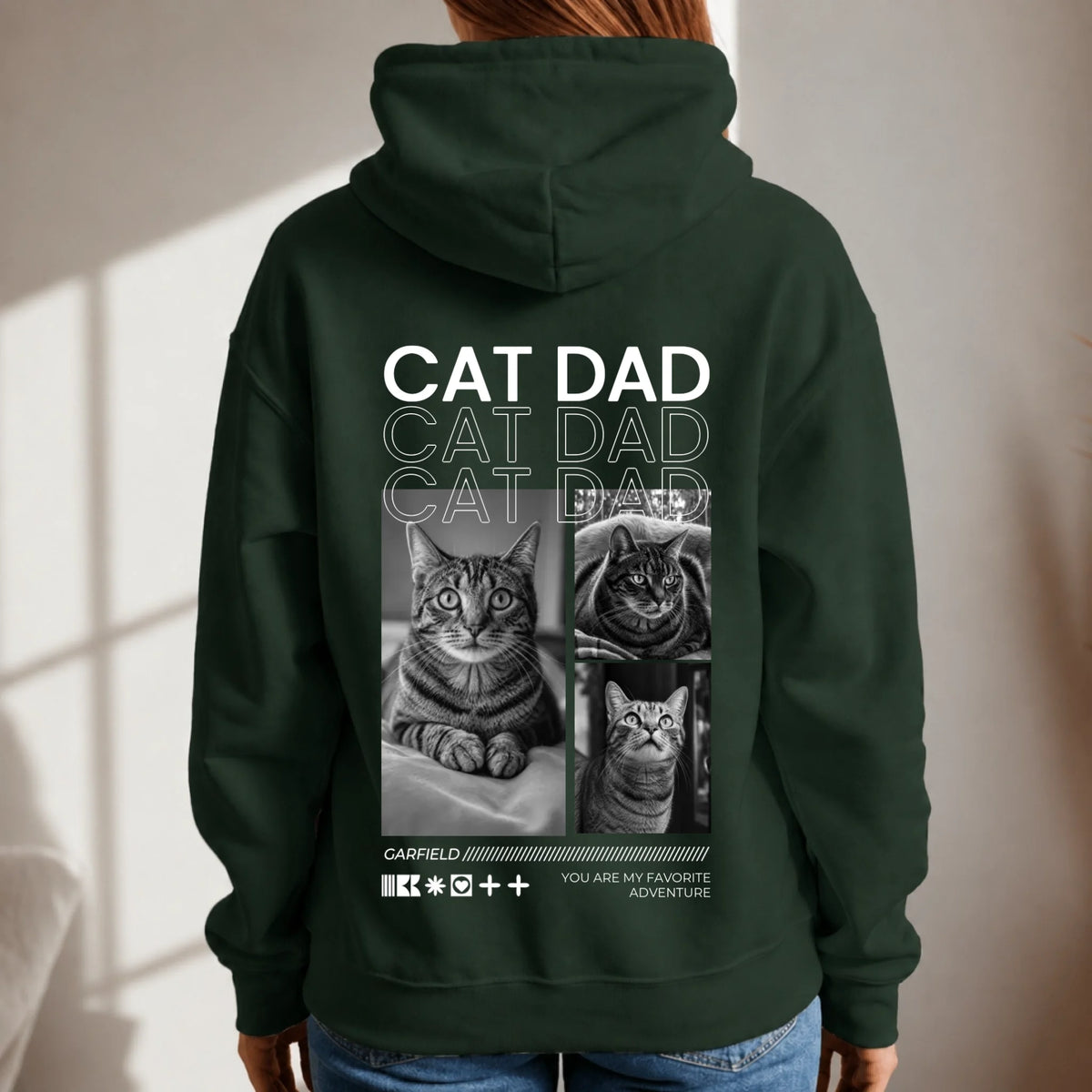 Sudadera con capucha personalizada – Cat Dad – imagen del producto 5 de 9