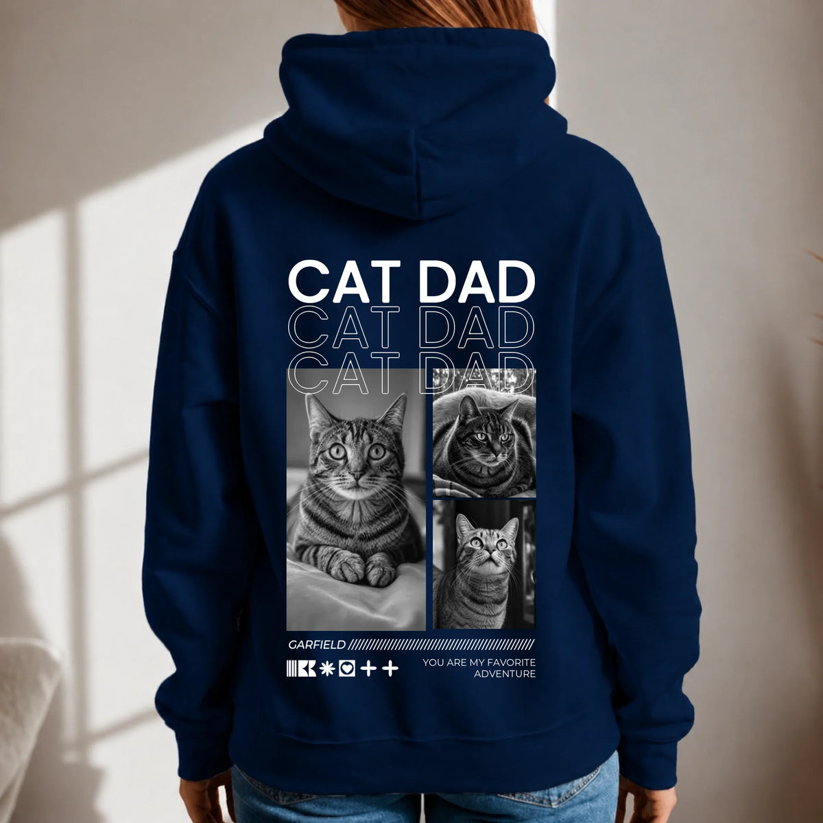 Sudadera con capucha personalizada – Cat Dad – imagen del producto 6 de 9