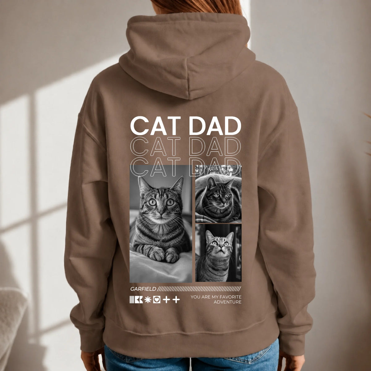 Sudadera con capucha personalizada – Cat Dad – imagen del producto 7 de 9