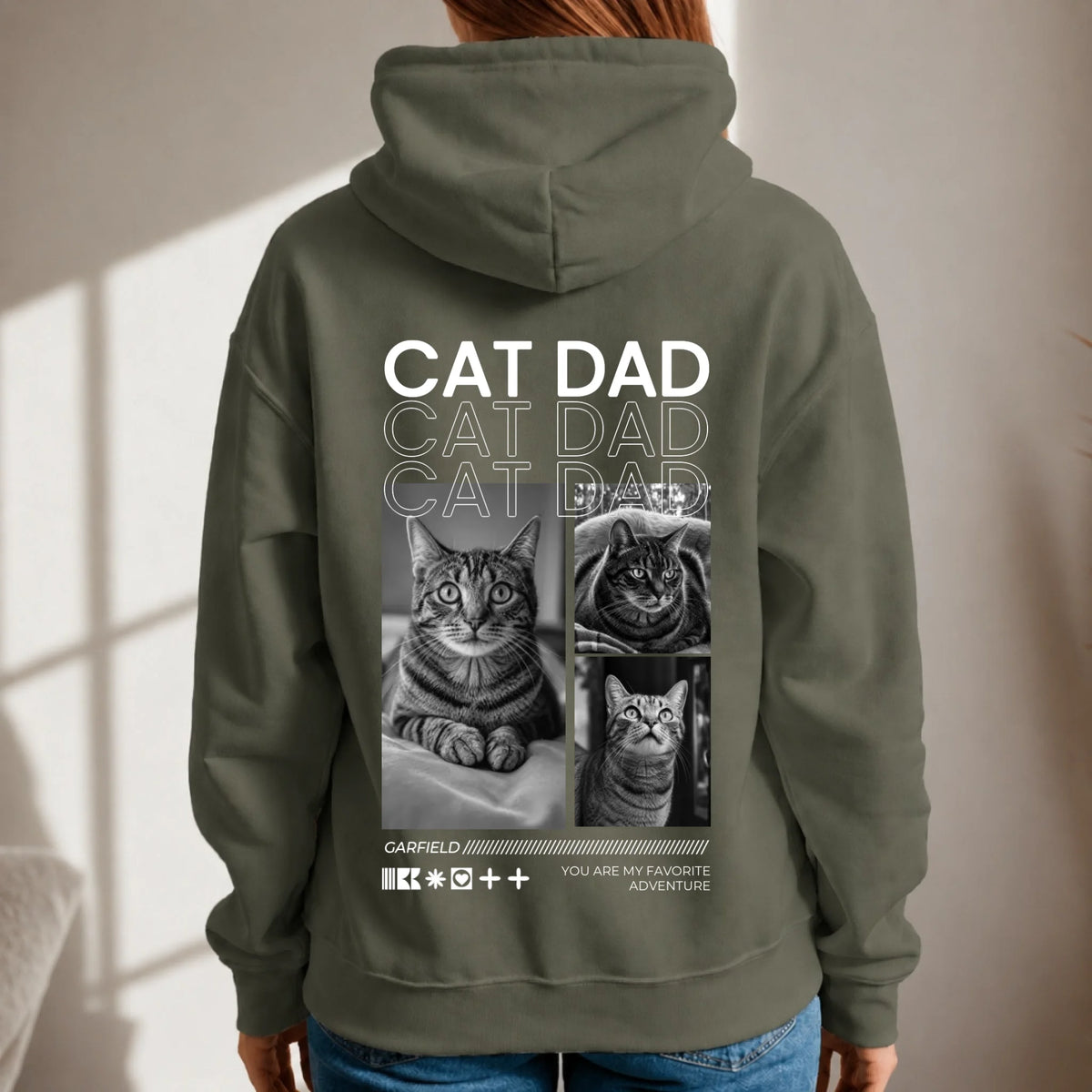 Sudadera con capucha personalizada – Cat Dad – imagen del producto 8 de 9