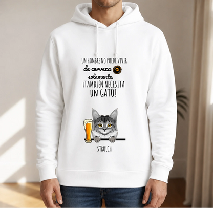 Sudadera con capucha personalizada – Cerveza & Miau – imagen del producto 1 de 7