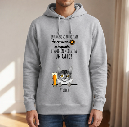 Sudadera con capucha personalizada – Cerveza & Miau – imagen del producto 2 de 7