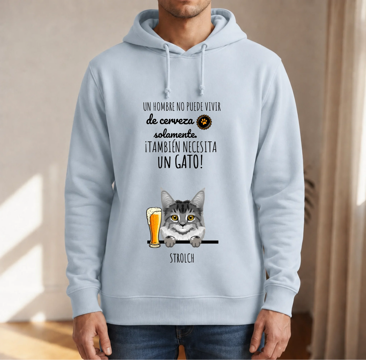 Sudadera con capucha personalizada – Cerveza & Miau – imagen del producto 4 de 7