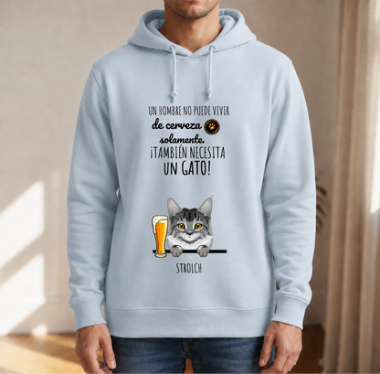 Sudadera con capucha personalizada – Cerveza & Miau – imagen del producto 4 de 7