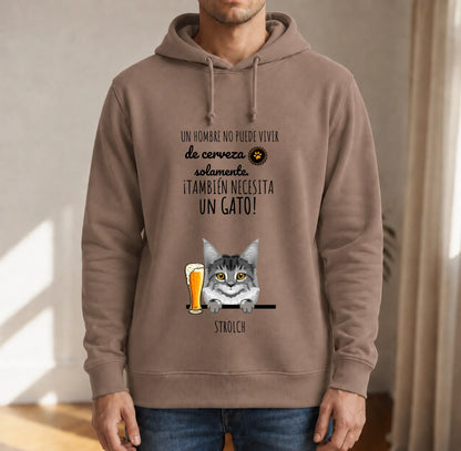 Sudadera con capucha personalizada – Cerveza & Miau – imagen del producto 5 de 7