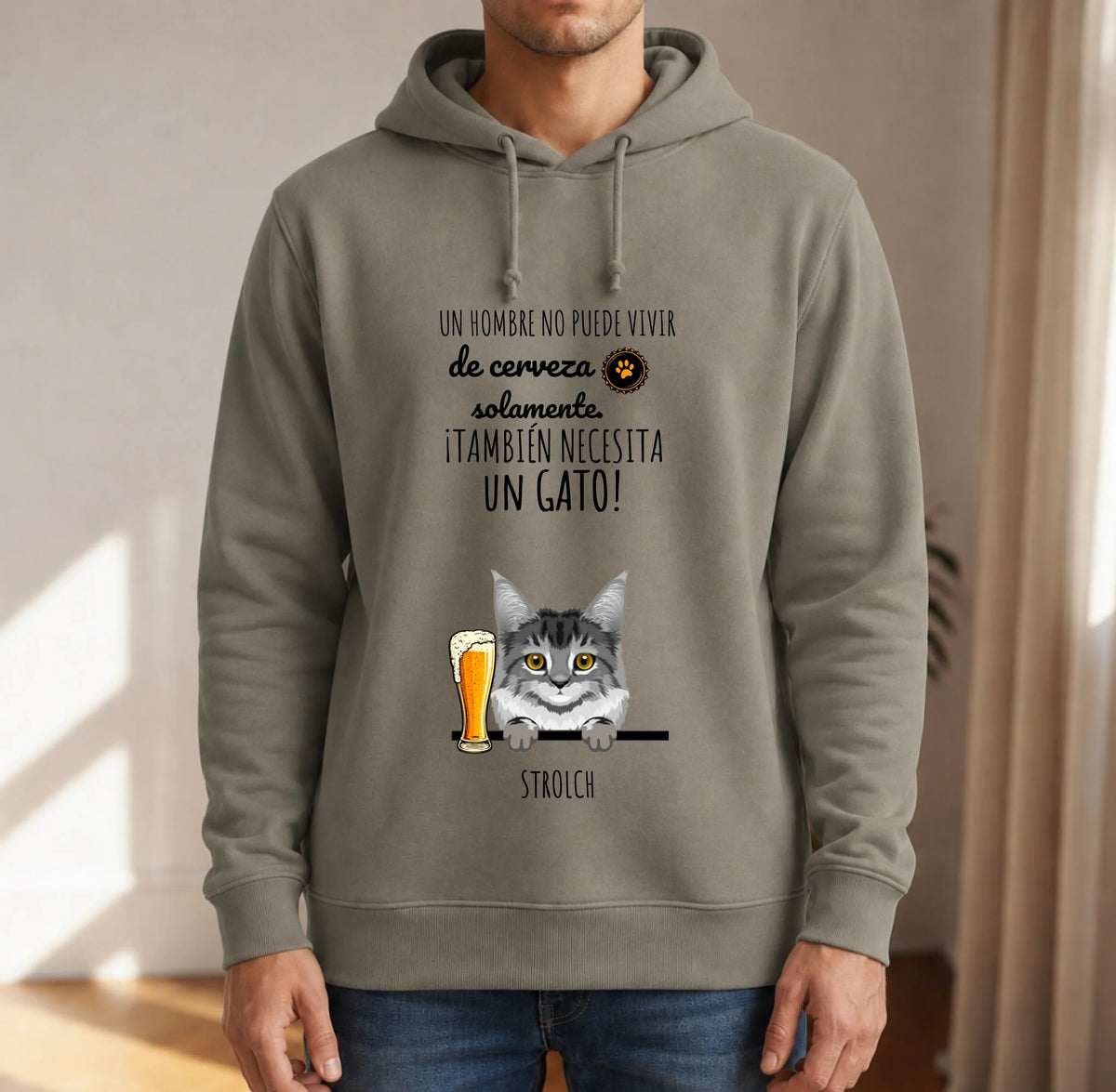 Sudadera con capucha personalizada – Cerveza & Miau – imagen del producto 6 de 7