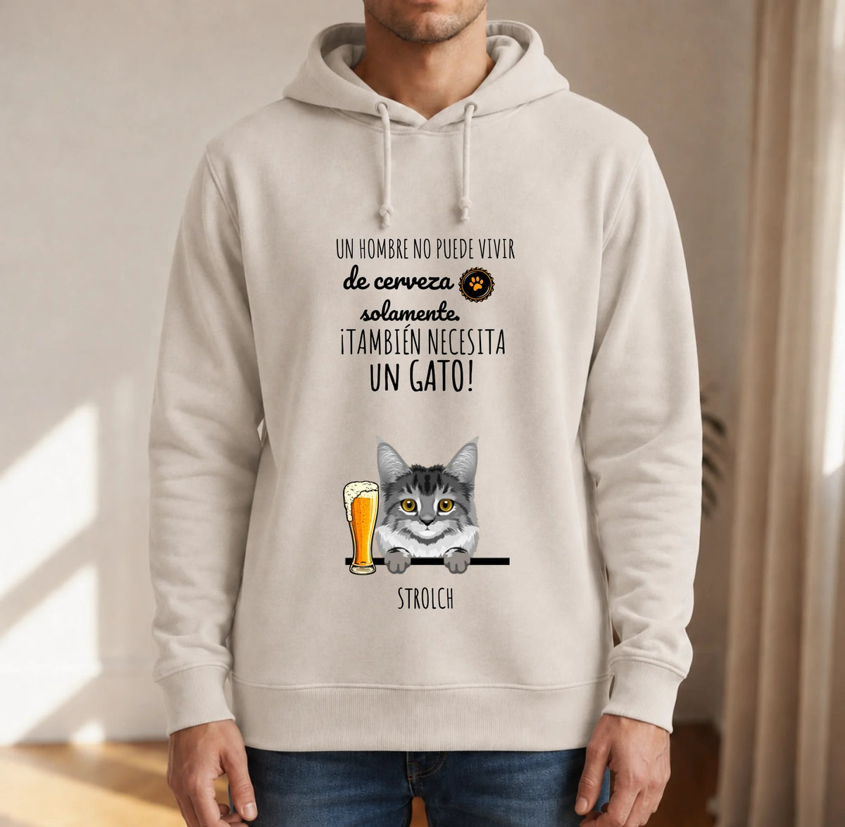 Sudadera con capucha personalizada – Cerveza & Miau – imagen del producto 7 de 7