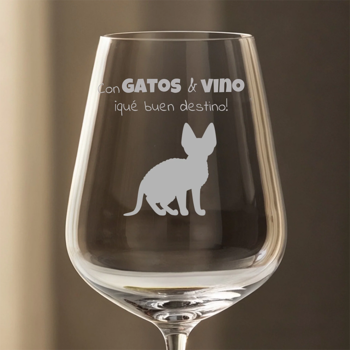 Copa de vino personalizada – Con gatos & vino, qué buen destino – Con foto – imagen del producto 3 de 4