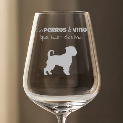 Copa de vino personalizada – Con perros & vino, qué buen destino – Con foto – imagen del producto 3 de 4