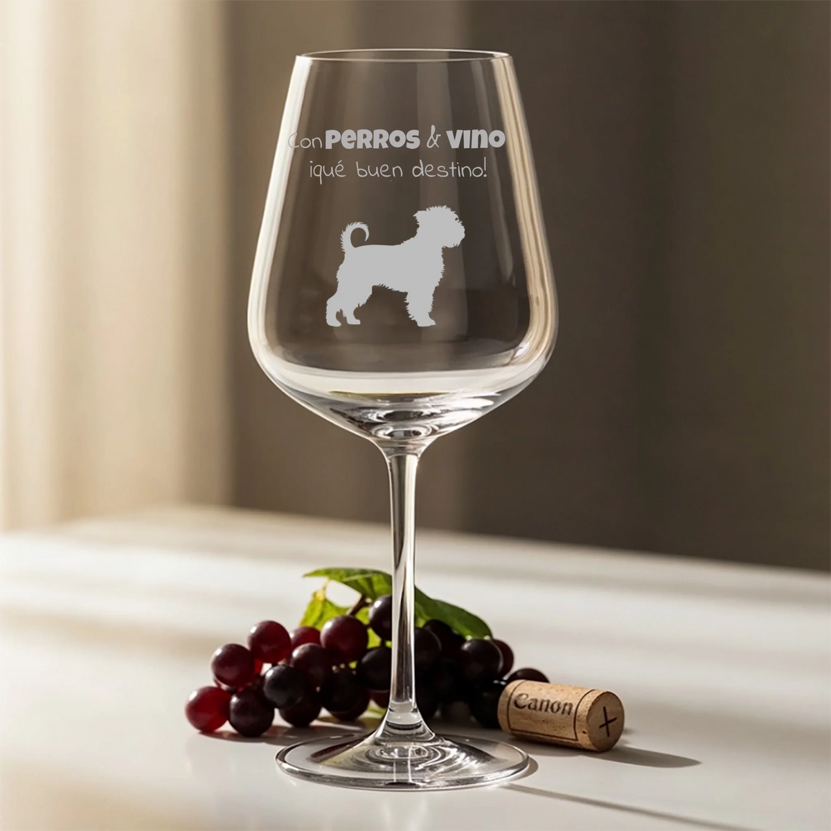 Copa de vino personalizada – Con perros & vino, qué buen destino – Con foto – imagen del producto 4 de 4