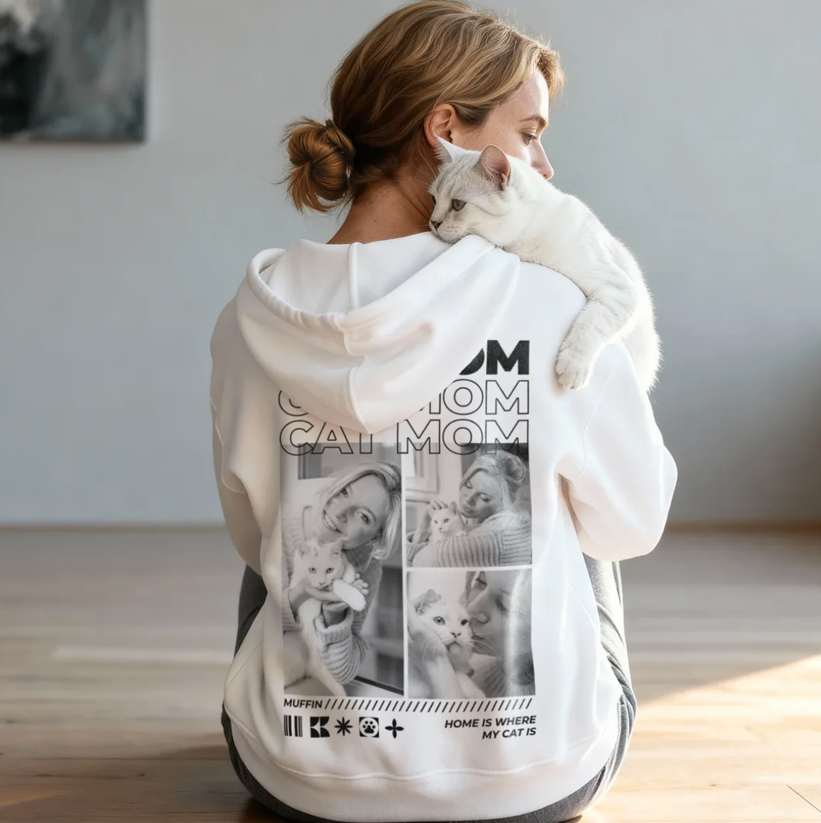 Sudadera con capucha personalizada – Cat Mom – imagen del producto 4 de 8