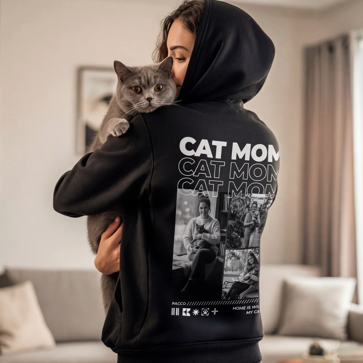 Sudadera con capucha personalizada – Cat Mom – imagen del producto 6 de 8