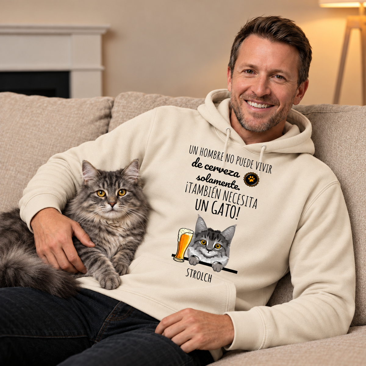 Petamor Hoodie BeerCat ES 01_Sofa_Beige