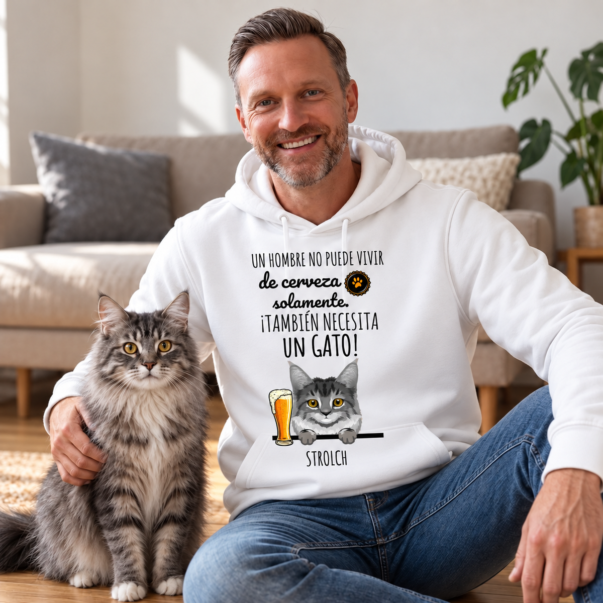 Petamor Hoodie BeerCat ES 03_Wohnzimmer_Weiss