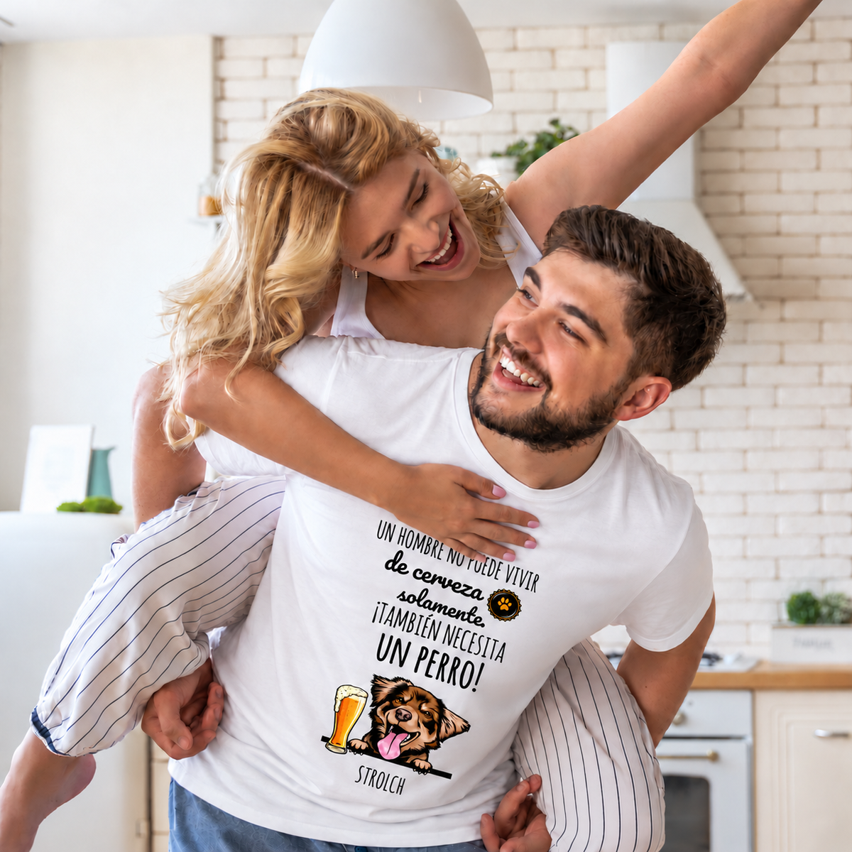 Camiseta Cerveza & Guau – escena de pareja