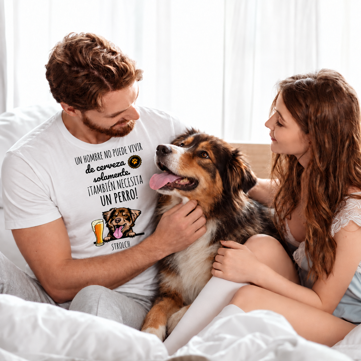 Camiseta Cerveza & Guau – sofá con perro