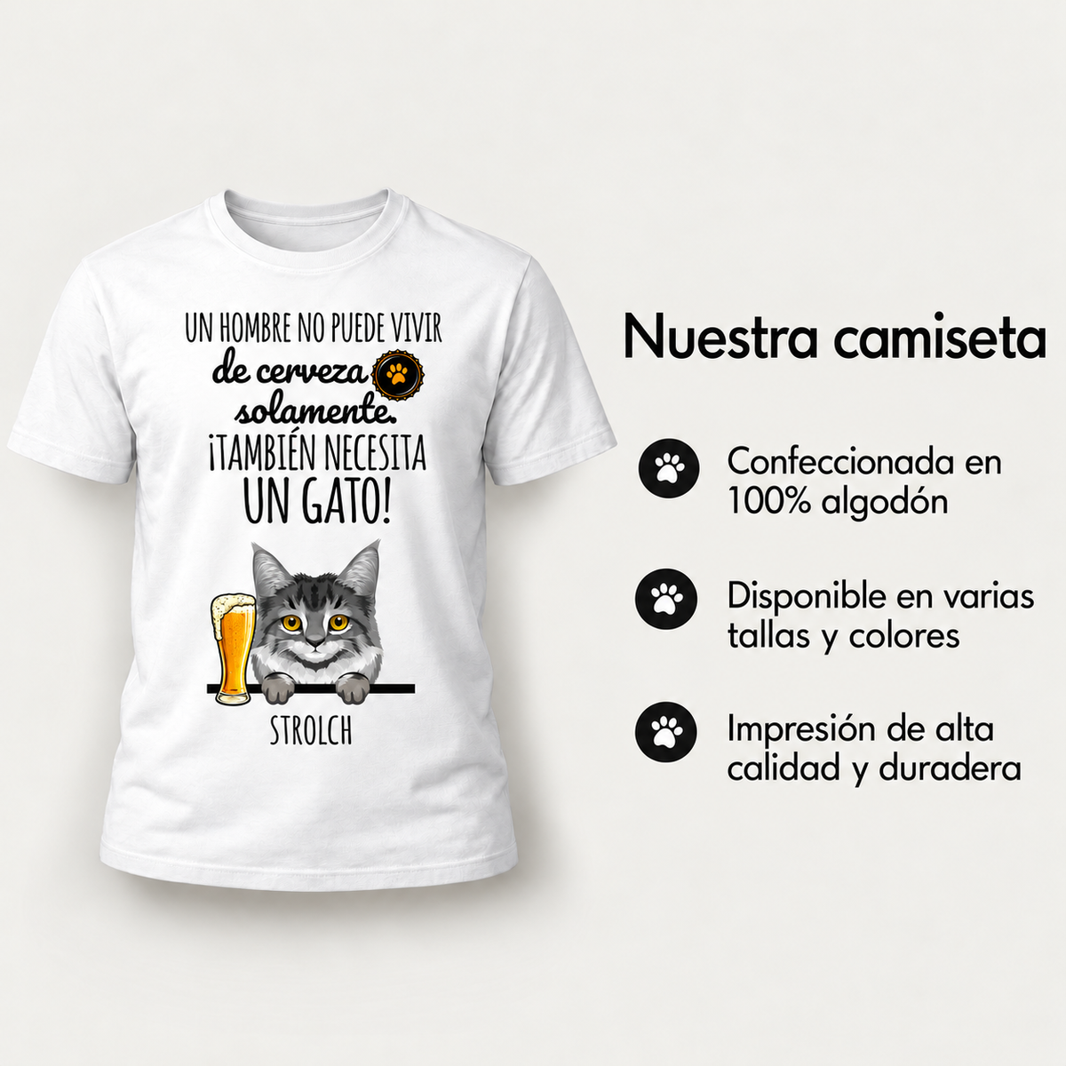 Camiseta Cerveza & Miau – información del producto